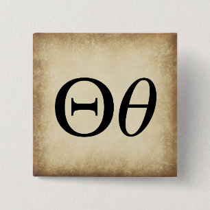 Alphabet Letter Theta Vierkante Button 5,1 Cm
