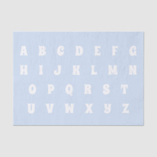 Alphabet Letters Abc patroon lichtblauw wit Tissuepapier