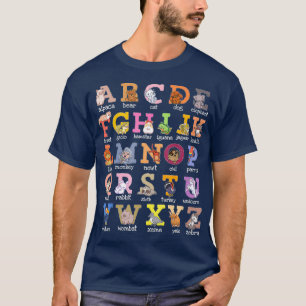 Alphabet Letters Cat Dog Ferret Hamster Parrot T-shirt