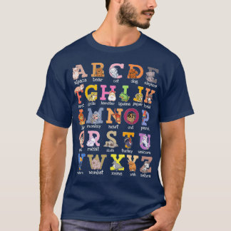 Alphabet Letters Cat Dog Ferret Hamster Parrot T-shirt