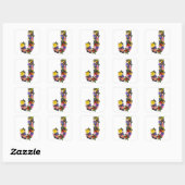 Alphabet letters flowers  vierkante sticker (Vel)