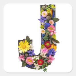 Alphabet letters flowers  vierkante sticker