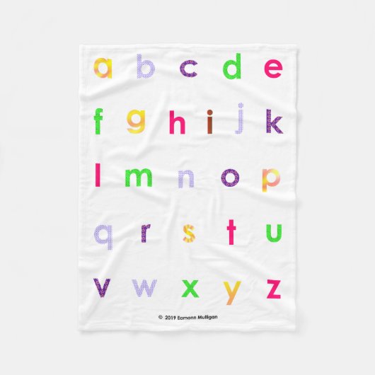 Alphabet Lower Hoesje Letters Fleece Deken (Voorkant)