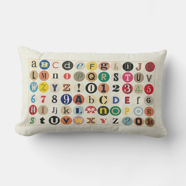 Alphabet Lumbar Pillow Kussen (Voorkant)