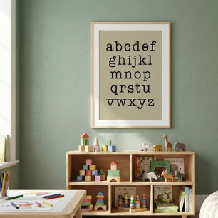 Alphabet Minimalist Typwriter Typografie Khaki Poster