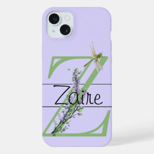 Alphabet monogramme Z Lavande Eucalyptus Libellule