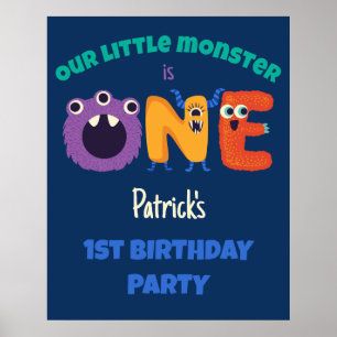 Alphabet Monsters 1e Verjaardag Ons Kleine Monster Poster