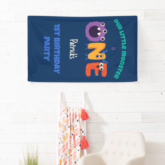 Alphabet Monsters 1e Verjaardag Ons Kleine Monster Spandoek (Insitu)