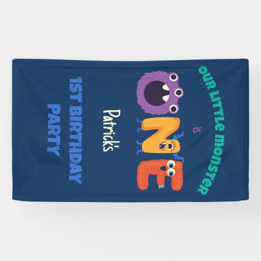 Alphabet Monsters 1e Verjaardag Ons Kleine Monster Spandoek (Horizontaal)