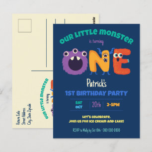 Alphabet Monsters 1e Verjaardag Onze Kleine Monste Briefkaart
