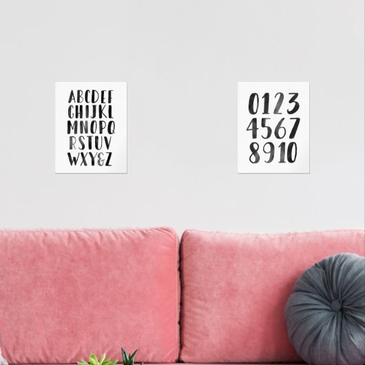 Alphabet noir et chiffres Classe éducative (Salon)