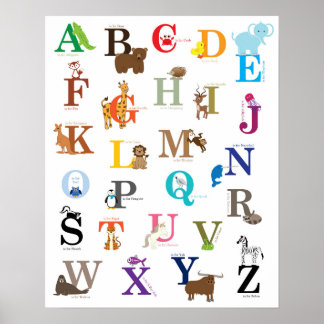 Alphabet Nursery Wall Art, originele tekeningen Poster
