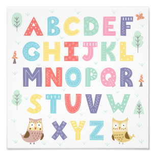 Alphabet Owls Foto Afdruk