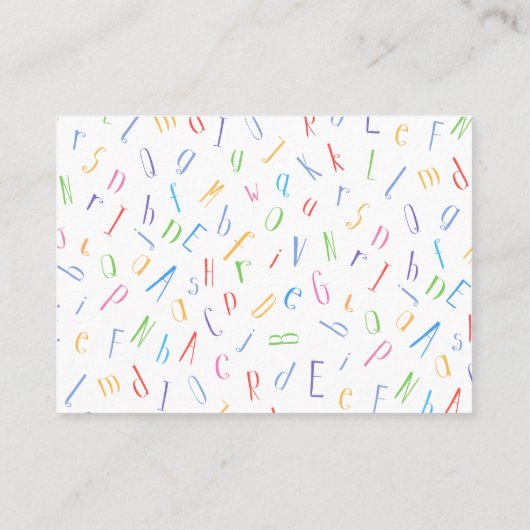 Alphabet Pattern - Substituut leraar / Tutor Visitekaartje (Achterkant)