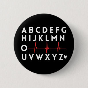 Alphabet PQRST verpleegster Ronde Button 5,7 Cm