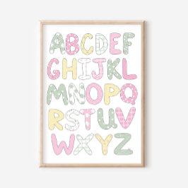 Alphabet Quilt Style Letters Art Print Poster