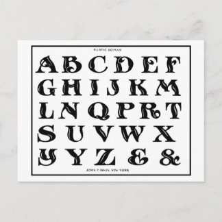 Alphabet Rustic Roman font 1906 Briefkaart