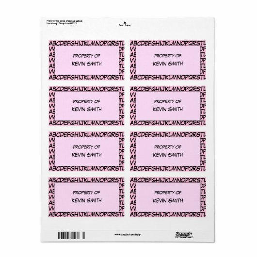 Alphabet School Labels (Full Sheet)