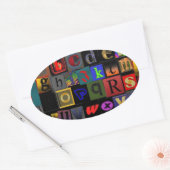 Alphabet Soup, ontwerp van mozaïekletters, leuke k Ovale Sticker (Envelop)