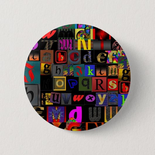 Alphabet Soup, ontwerp van mozaïekletters, leuke k Ronde Button 5,7 Cm (Voorkant)