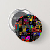 Alphabet Soup, ontwerp van mozaïekletters, leuke k Ronde Button 5,7 Cm (Voorkant /achterkant)