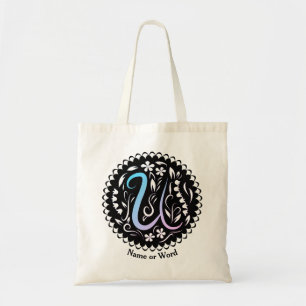 Alphabet U Monogram Handschrift Tote Bag
