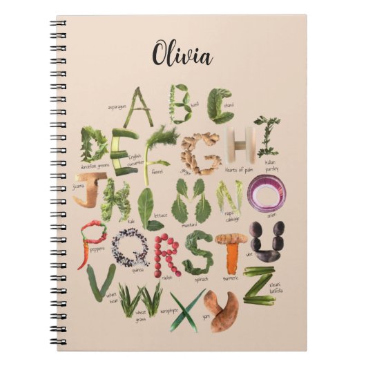 Alphabet végétal cahier de nourriture mignon pour (Devant)