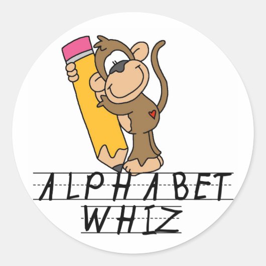 Alphabet Whiz Ronde Sticker (Voorkant)