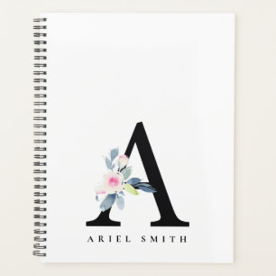 ALPHABÈTES FLORAUX BLEUS DOUX NOM LETTRE A