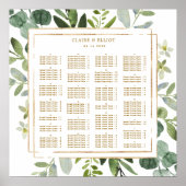 ALPHABETISCHE ORDE Gold Greenery Wedding Seating Poster (Voorkant)