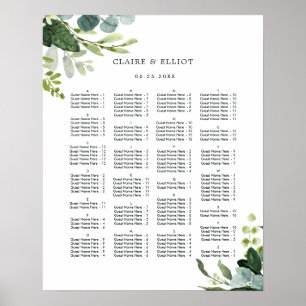 ALPHABETISCHE ORDER Greenery Wedding Seding Chart Poster