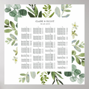 ALPHABETISCHE ORDER Greenery Wedding Seding Chart Poster