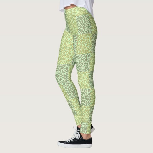 Alphabets Pattern 02 YW 2Tonesx4.bw Lgreen BG Leggings (Links)