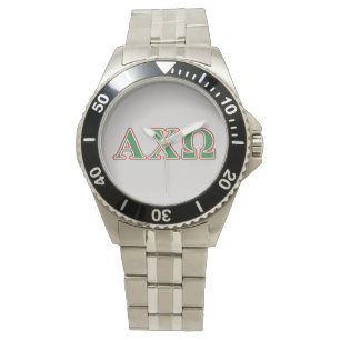 Alphi Chi Omega Green and Red Letters Horloge