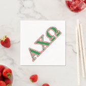 Alphi Chi Omega Green and Red Letters Servetten (Insitu)