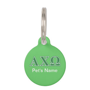 Alphi Chi Omega Green Letters Huisdierpenning