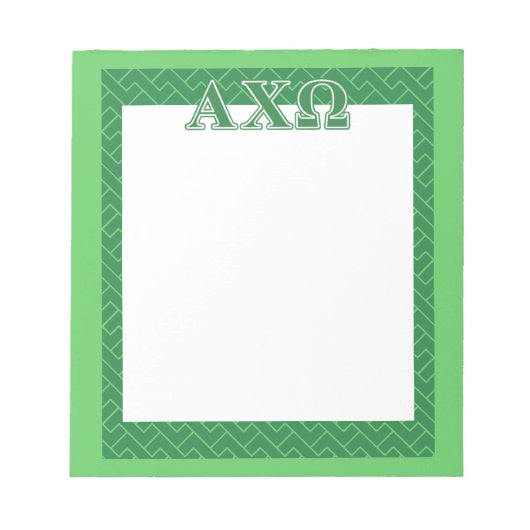 Alphi Chi Omega Green Letters Notitieblok (Voorkant)