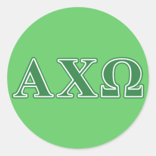 Alphi Chi Omega Green Letters Ronde Sticker
