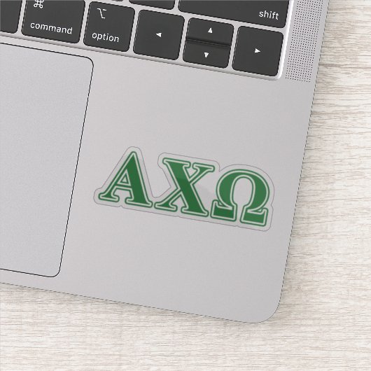 Alphi Chi Omega Green Letters Sticker (Detail)