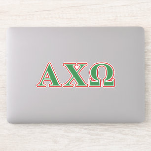 Alphi Chi Omega Groene en Rode Letters Sticker