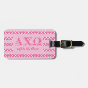 Alphi Chi Omega roze letters Bagagelabel