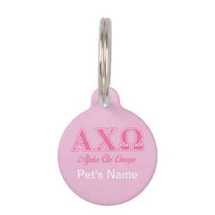 Alphi Chi Omega roze letters Huisdierpenning