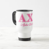 Alphi Chi Omega roze letters Reisbeker (Voorkant links)