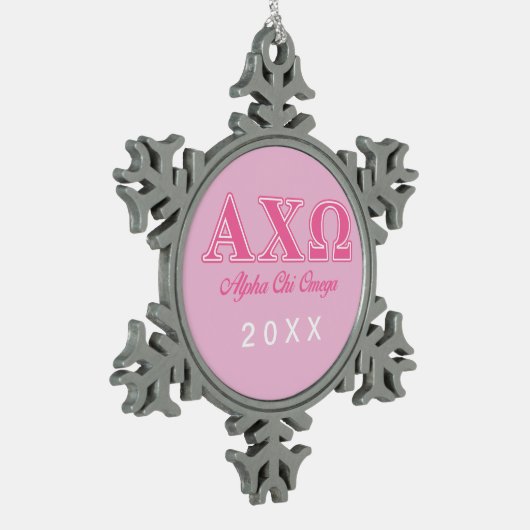 Alphi Chi Omega roze letters Tin Sneeuwvlok Ornament (Links)