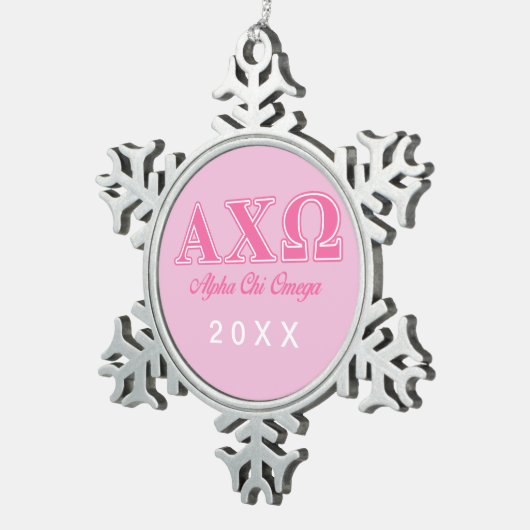 Alphi Chi Omega roze letters Tin Sneeuwvlok Ornament (Rechts)
