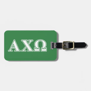 Alphi Chi Omega White en Green Letters Bagagelabel