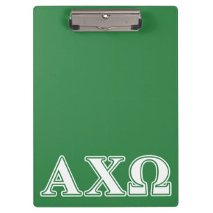 Alphi Chi Omega White en Green Letters Klembord