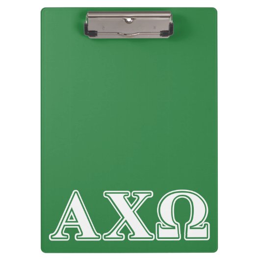 Alphi Chi Omega White en Green Letters Klembord (Voorkant)