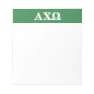 Alphi Chi Omega White en Green Letters Notitieblok
