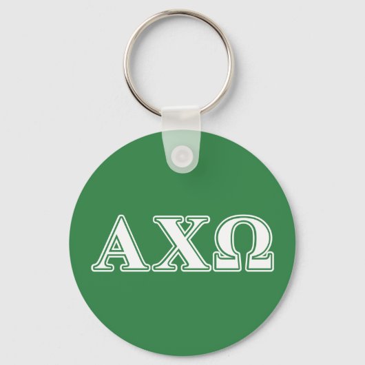 Alphi Chi Omega White en Green Letters Sleutelhanger (Voorkant)